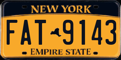 NY license plate FAT9143