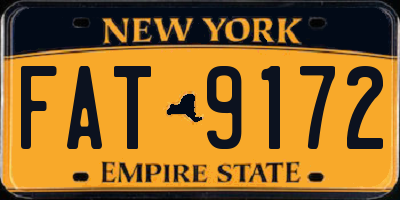 NY license plate FAT9172