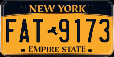 NY license plate FAT9173