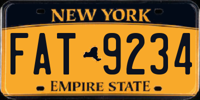 NY license plate FAT9234