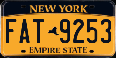 NY license plate FAT9253