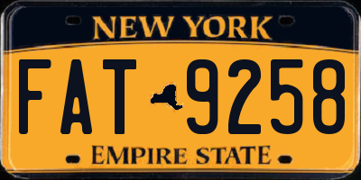NY license plate FAT9258