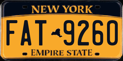 NY license plate FAT9260