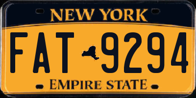 NY license plate FAT9294