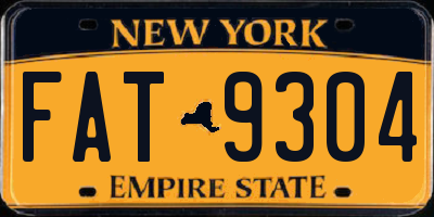 NY license plate FAT9304