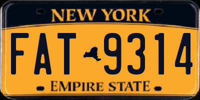 NY license plate FAT9314