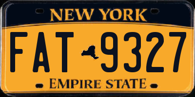 NY license plate FAT9327