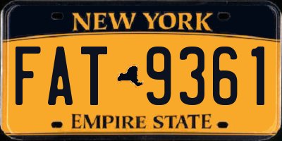 NY license plate FAT9361