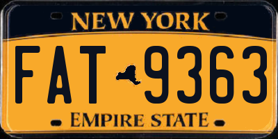 NY license plate FAT9363