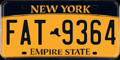 NY license plate FAT9364