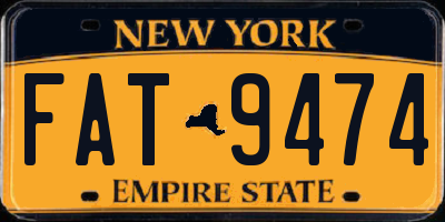NY license plate FAT9474