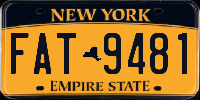 NY license plate FAT9481