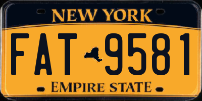 NY license plate FAT9581