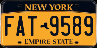 NY license plate FAT9589