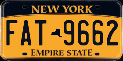 NY license plate FAT9662
