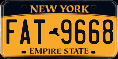 NY license plate FAT9668