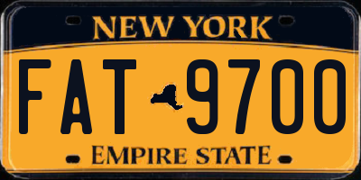 NY license plate FAT9700