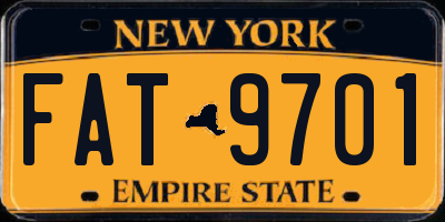 NY license plate FAT9701