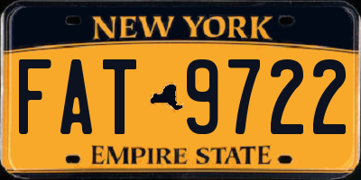 NY license plate FAT9722