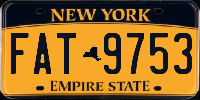 NY license plate FAT9753