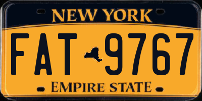 NY license plate FAT9767
