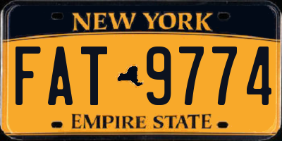 NY license plate FAT9774