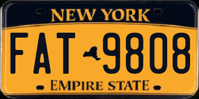 NY license plate FAT9808