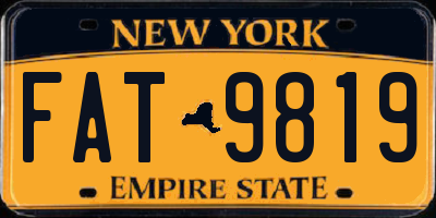 NY license plate FAT9819