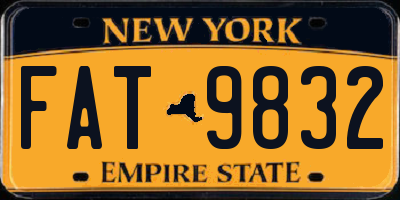 NY license plate FAT9832