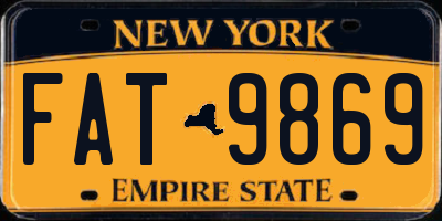 NY license plate FAT9869