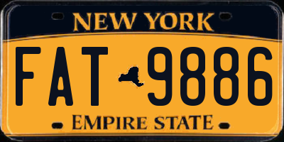 NY license plate FAT9886