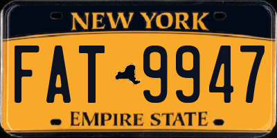 NY license plate FAT9947