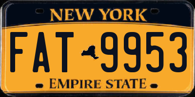 NY license plate FAT9953