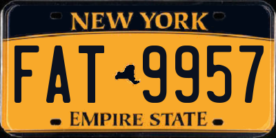 NY license plate FAT9957