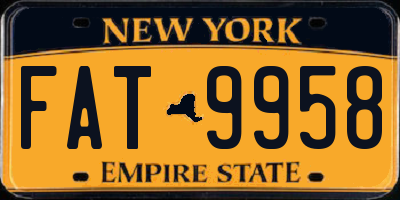 NY license plate FAT9958
