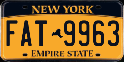 NY license plate FAT9963