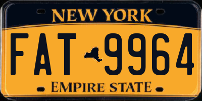 NY license plate FAT9964