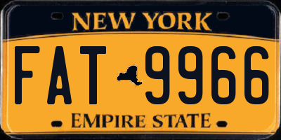 NY license plate FAT9966