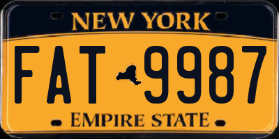 NY license plate FAT9987