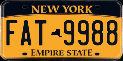 NY license plate FAT9988