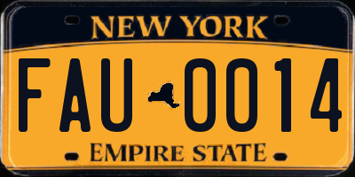 NY license plate FAU0014