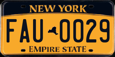 NY license plate FAU0029