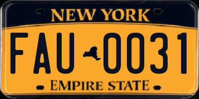 NY license plate FAU0031