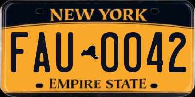 NY license plate FAU0042