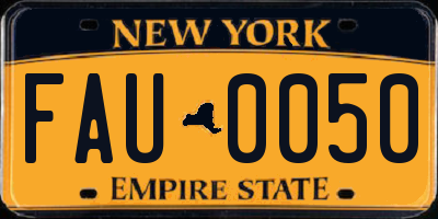 NY license plate FAU0050