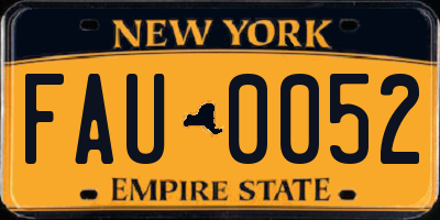 NY license plate FAU0052