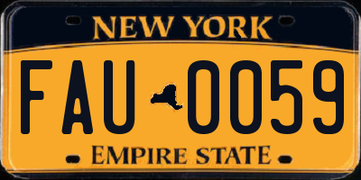 NY license plate FAU0059