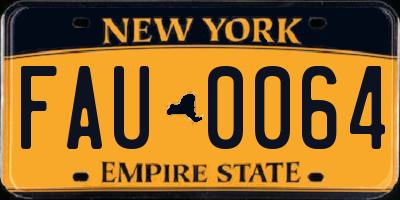 NY license plate FAU0064