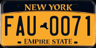 NY license plate FAU0071