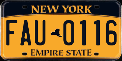 NY license plate FAU0116